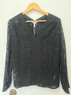 NWT 100% Silk Rebecca Taylor Sheer Embroidered Long Sleeve S